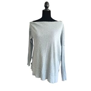 We The Free Ribbed Knit Boat Neck Asymmetrical Long Sleeve Top Small